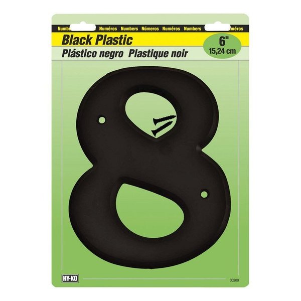 Hy-Ko Number House 8 Plastic 6In Blk 30208